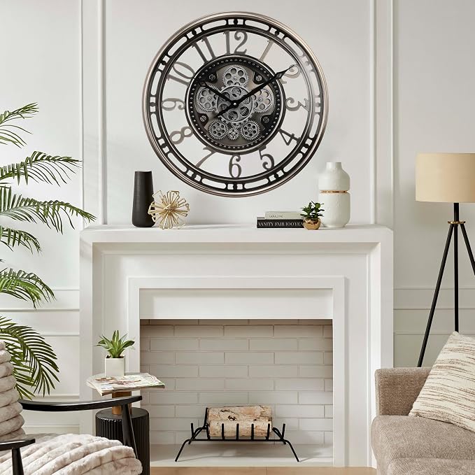 CLXEAST 21 Inch Large Moving Gear Wall Clock, Industrial Steampunk Decor - Image 4