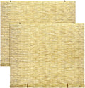 DoubleFill 2 Pcs Bamboo Shades Outdoor Reed Roll up Blinds 72" W x 72" H by DoubleFill
