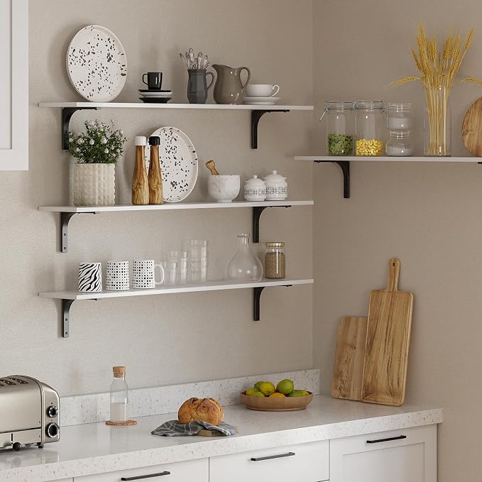 DINZI LVJ Long Wall Shelves, 47.3Inch Wall Mounted Shelves Set of 2, Extra - Image 7