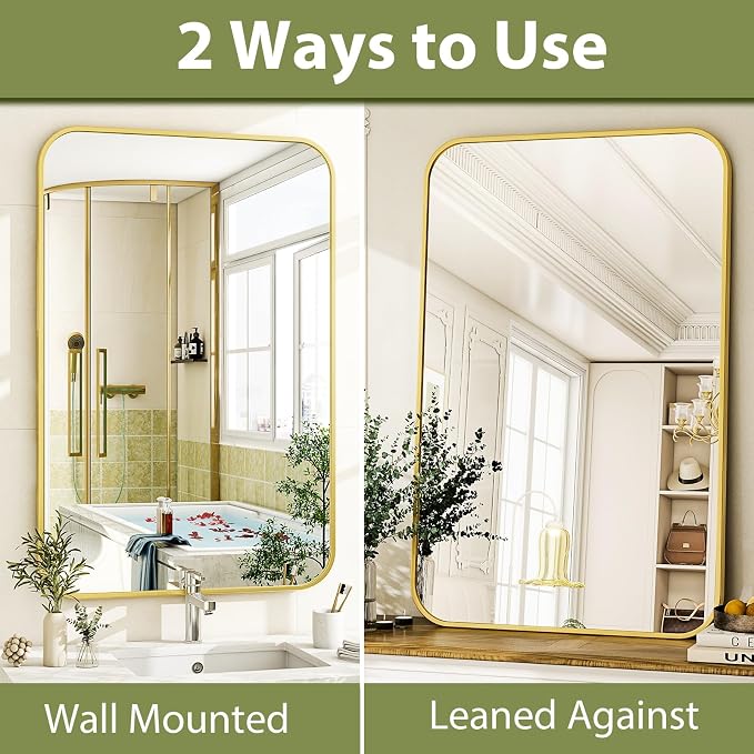 Easly 26 x 38 Inch Bathroom Mirror, Rounded Rectangular Vanity Mirror - Image 5