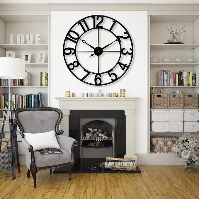 CLXEAST 30 Inch Wall Clocks for Living Room Decor, Oversized Large Black Metal - Image 7