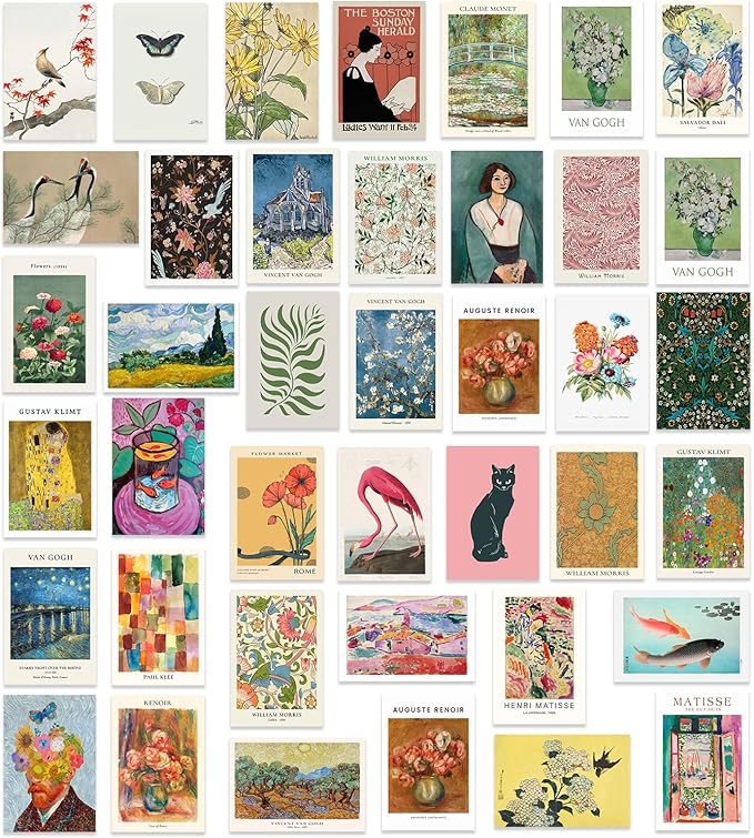 KBKBART 40 Pcs Vintage Wall Collage Kit Maximalist Paintings Art Prints Vintage by KBKBART