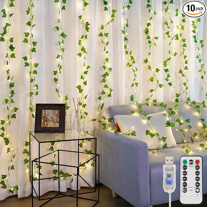 suddus Vines with Lights for Bedroom, 150 LED Fairy Lights with Vines, Ivy by SUDDUS