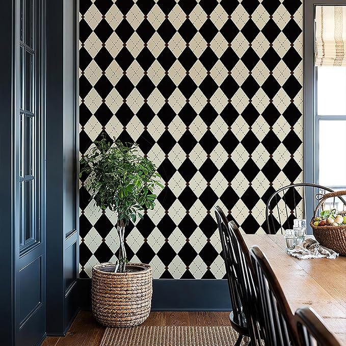 Simon&Siff Retro Checkered Peel and Stick Wallpaper Black and White Cream - Image 5