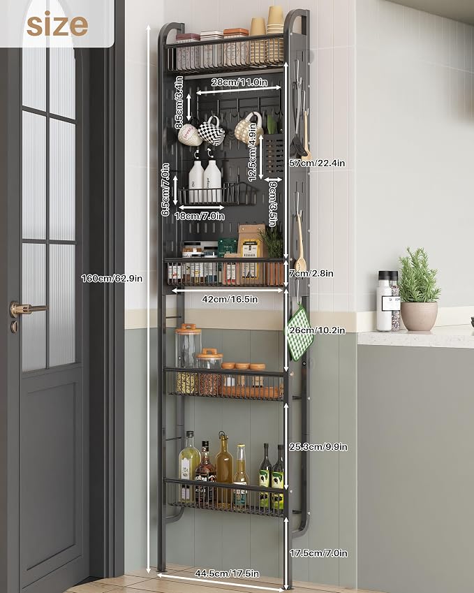 UMDONX Behind The Door Bathroom Shelf Narrow 4-Tier, Metal Storage Rack - Image 2