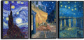 Wieco Art Black Framed 3 Panels Canvas Prints of Vincent Van Gogh Paintings by WiecoArt