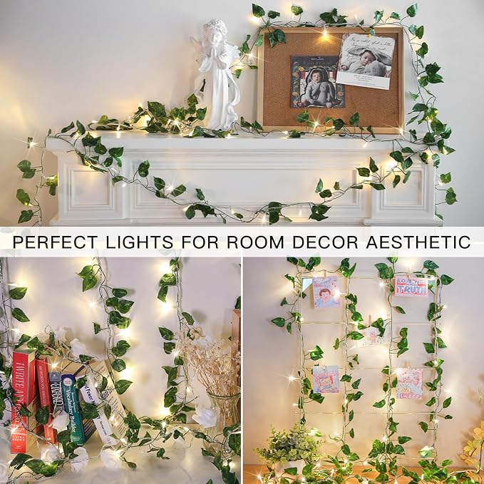 suddus Vine with Fairy Light Plug in, 33ft 100 LED Pothos String Lights - Image 3