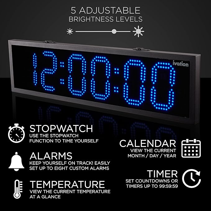 Ivation Oversized 48" Outdoor Waterproof Digital Clock, Auto Time Sync - Image 5