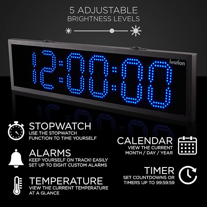 Ivation Oversized 36" Outdoor Waterproof Digital Clock, Auto Time Sync - Image 5
