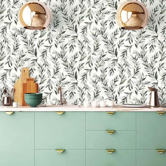 Livebor Olive Leaf Wallpaper Peel and Stick Leaf Contact Paper 17.7inch x - Image 3