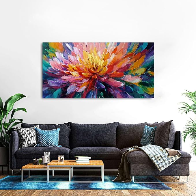Abstract Lotus Wall Art Zen Wall Decor Large Colorful Lotus Flower Pictures - Image 5