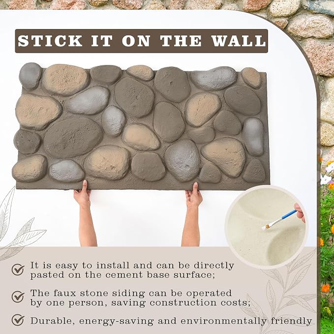 1 Pack PU Faux Stone Panel 47"w x 23.23"h x 2"d Stone Veneer - Image 4