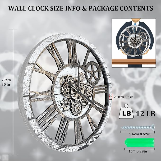 HOIBAI Large Wall Clock Clocks for Living Room Decor Oversized 30 Inch Wall - Image 7