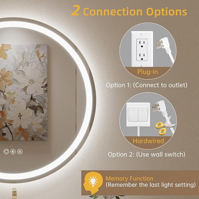 LOVESPEJO 30" Round LED Bathroom Mirror - Image 6