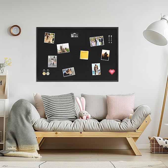 DAHAPYBOO Cork Board with Linen Black, Bulletin Board 36"x24", Corkboards - Image 4