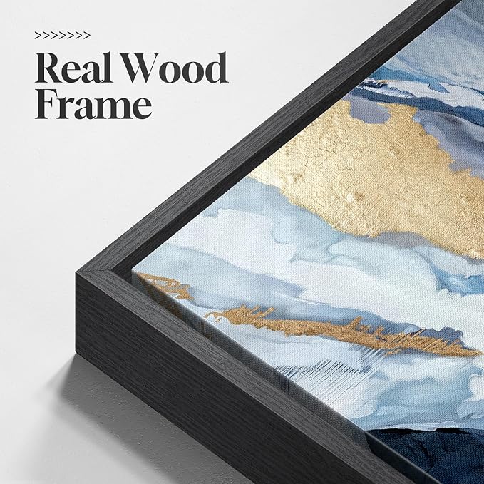 Extra Large Framed Blue Abstract Wall Art - Image 5