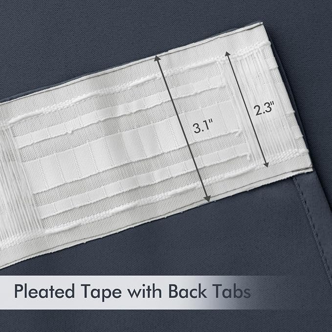 MIULEE Stone Blue Back Tab Blackout Curtains 108 Inch Long 2 Panels Set - Image 4