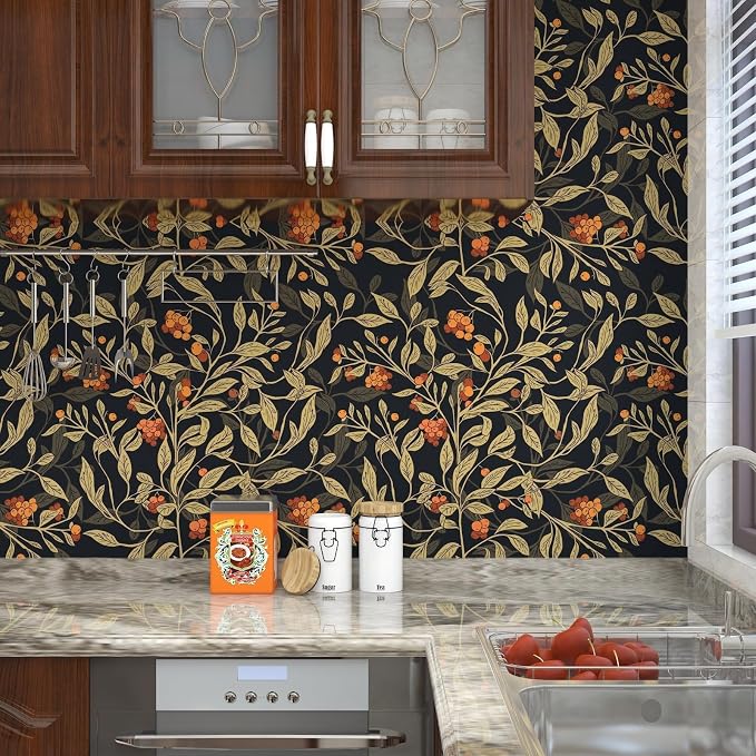 Extra Long Dark Floral Peel and Stick Wallpaper - Image 4
