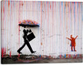 Wieco Art Large Banksy Raining Day or Colorful Graffiti Street Famous Canvas by WiecoArt