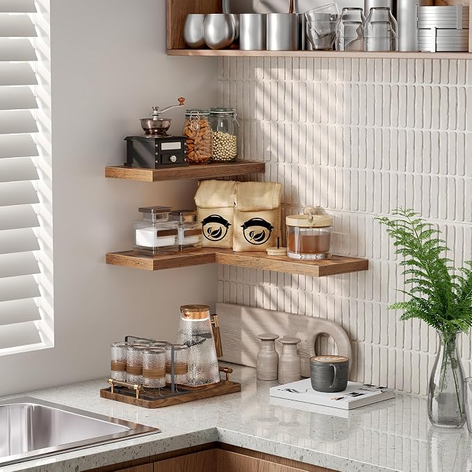 RALGEND Floating Shelves for Wall, 1.5" Thick Wall Shelf Set of 3 - Image 6