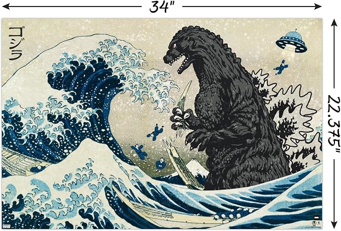 Godzilla - Great Wave Wall Poster, 34L" x 22.4W", Unframed Version - Image 3