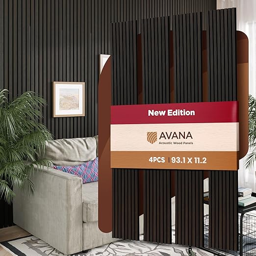 Avana Acoustic Wood Wall Panels – 93.2x11.25 Inch Panels – Fits 94x12 Layout – by AvanaHome