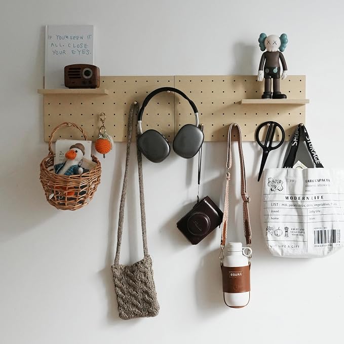 Wooden Pegboard Modular Display Organization Storage Wall Hooks Shelf - Image 2