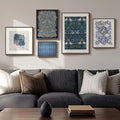 Framed William Morris Wall Art for Living Room, 5 Piece Large Vintage Blue by Cuspin