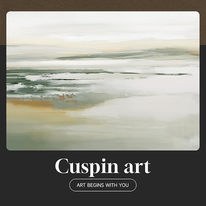 Large Framed Green Abstract Landscape Wall Art - Image 9