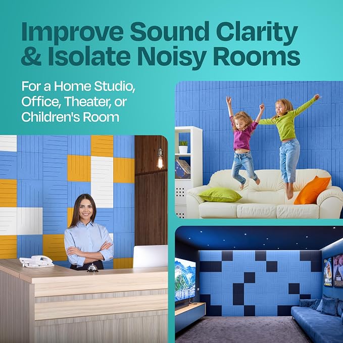 Acoustic Panels 12-Pack Soundproof Wall Panels 12"x12"x0.4" Decorative Sound - Image 7