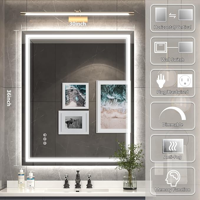 Ratsamee 30x36 Inch Led Mirror for Bathroom - Image 3