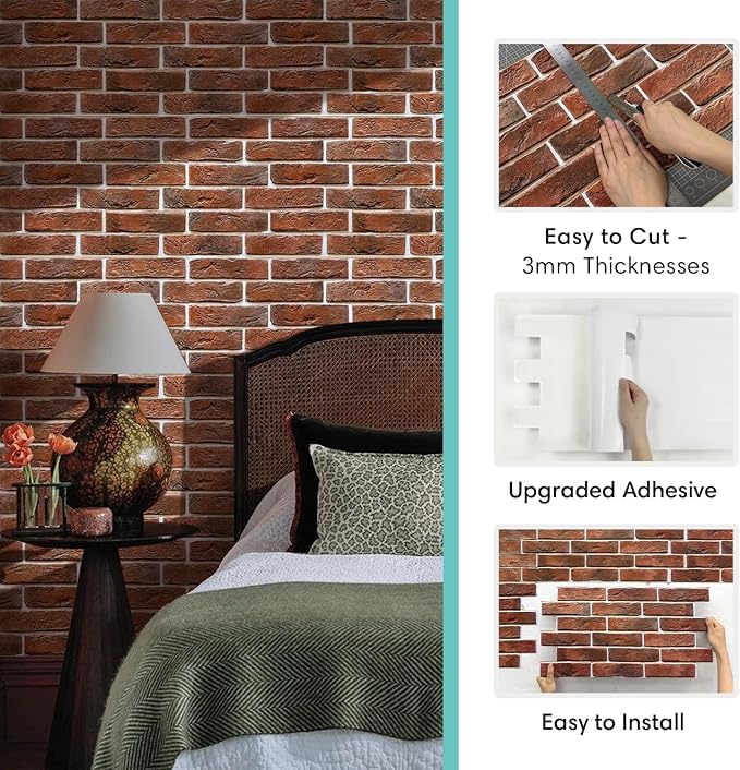 Commomy 3D Brick Wall Panels Peel and Stick - Image 4