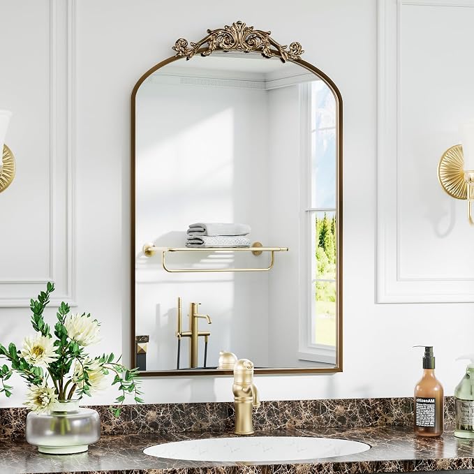 Dewfig Antique Arched Wall Mirror - Image 7