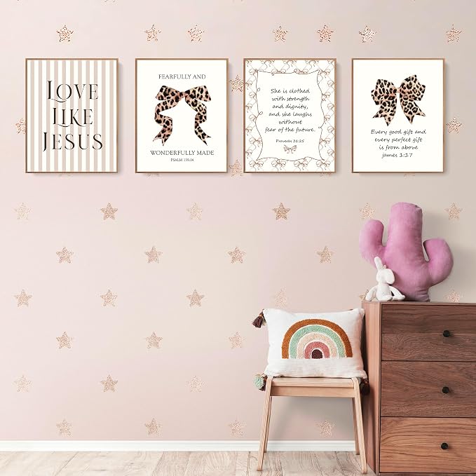 LARTSFRO Coquette Leopard Bow Jesus Wall Art Decor Posters, Y2K Cheetah Leopard - Image 3