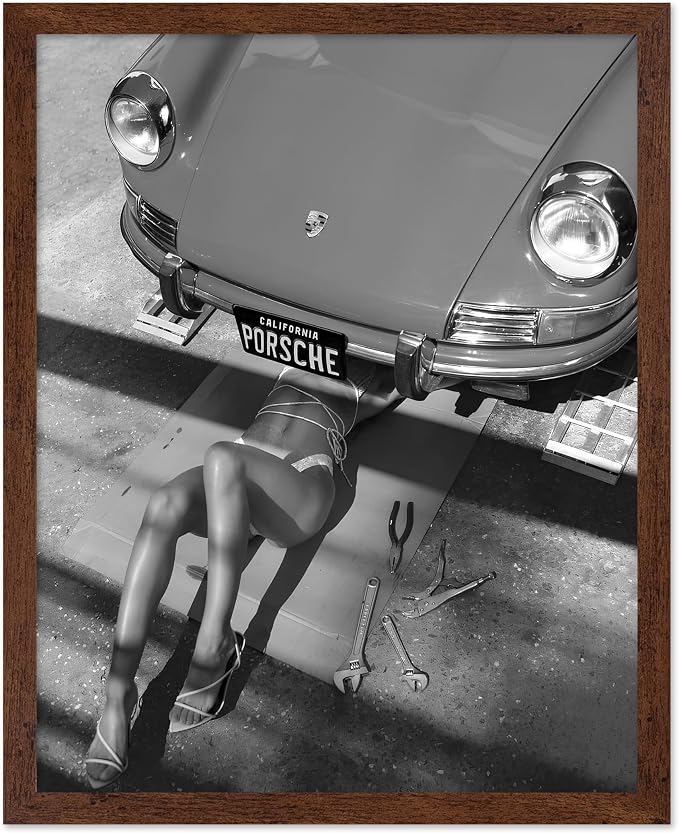 Poster Master Woman Under Classic Car Poster by PosterMaster