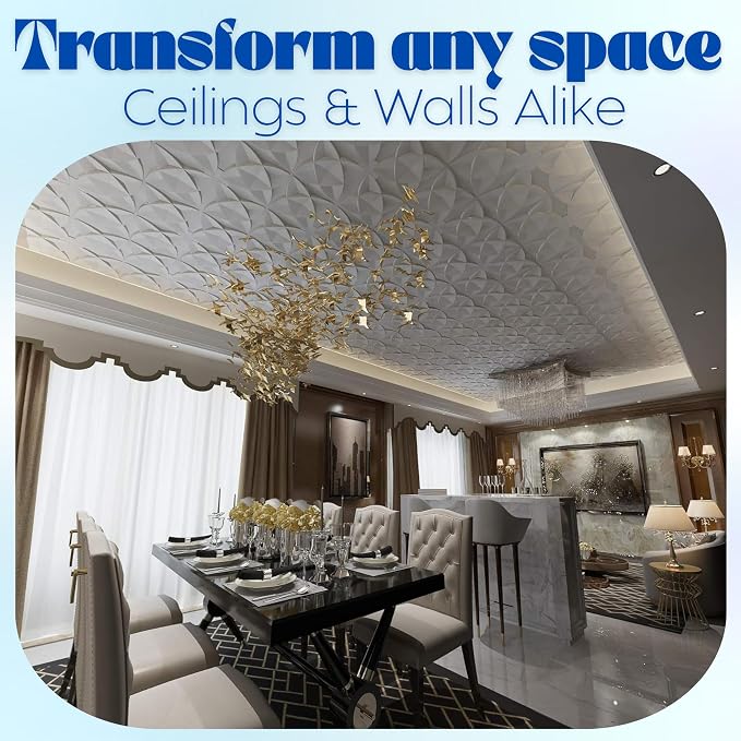 Art3d 12-Pack PVC Drop Ceiling Tiles, 2ft x 2ft, Floral Style - Image 5
