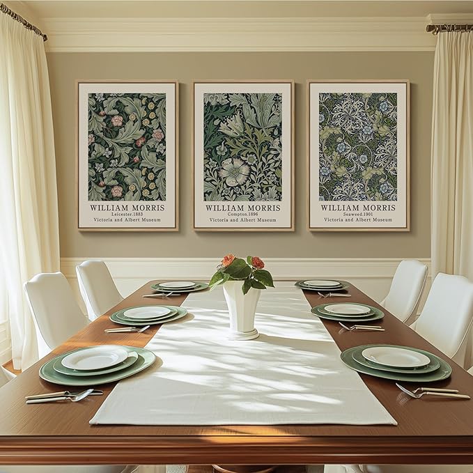 Framed William Morris Canvas Wall Art Set of 3, Boho Farmhouse Botanical Decor - Image 4