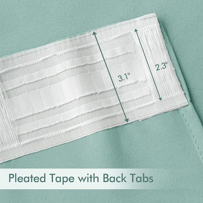MIULEE Aqua Back Tab Blackout Curtains 72 Inches Long 2 Panels Set - Image 4