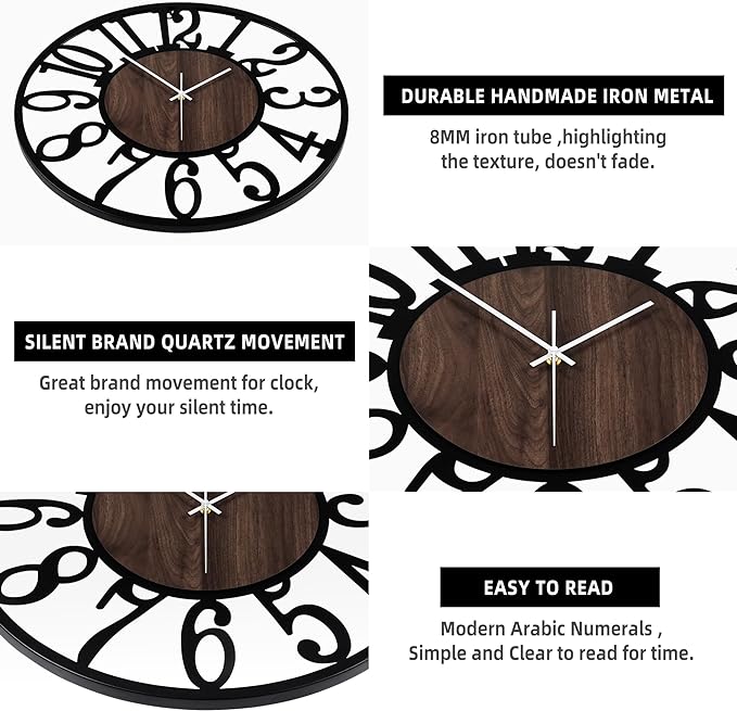 1st owned Wall Clock for Living Room -16" Silent Non Ticking, Battery Operated - Image 4