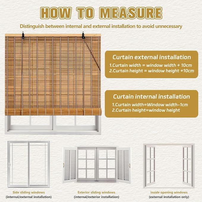 28x48 Inch Bamboo Blinds for Interior Windows, Light-Filtering & Privacy - Image 7