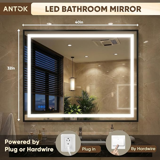 Antok 40X32 LED Bathroom Mirror - Image 3