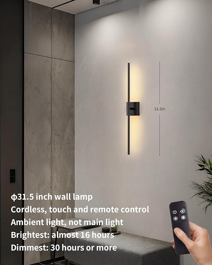 KDG Cordless Wall Sconces Set of 2, Wireless 5200mAh Rechargeable Battery - Image 2