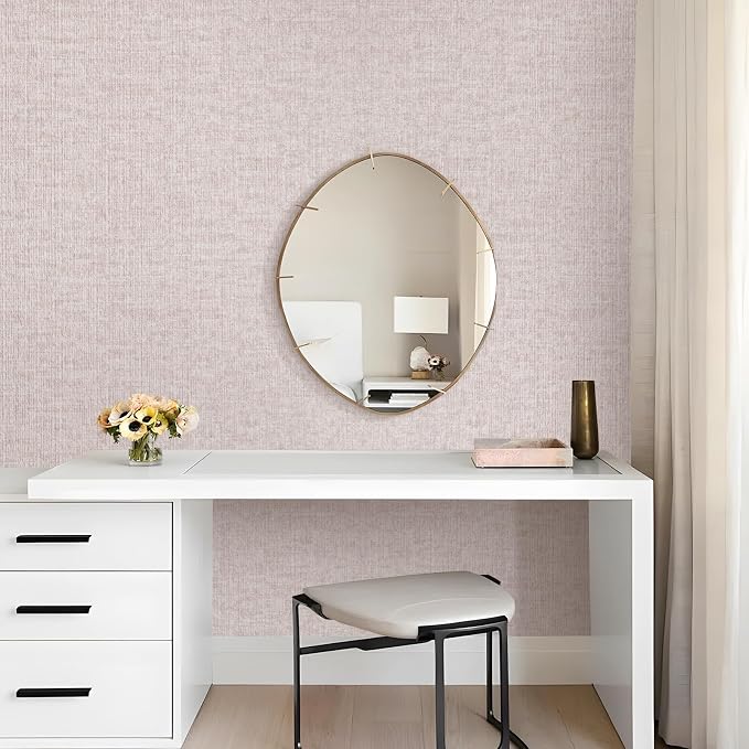 Beige Grasscloth Peel and Stick Wallpaper, Modern Textured Wallpaper 15.75inch - Image 6