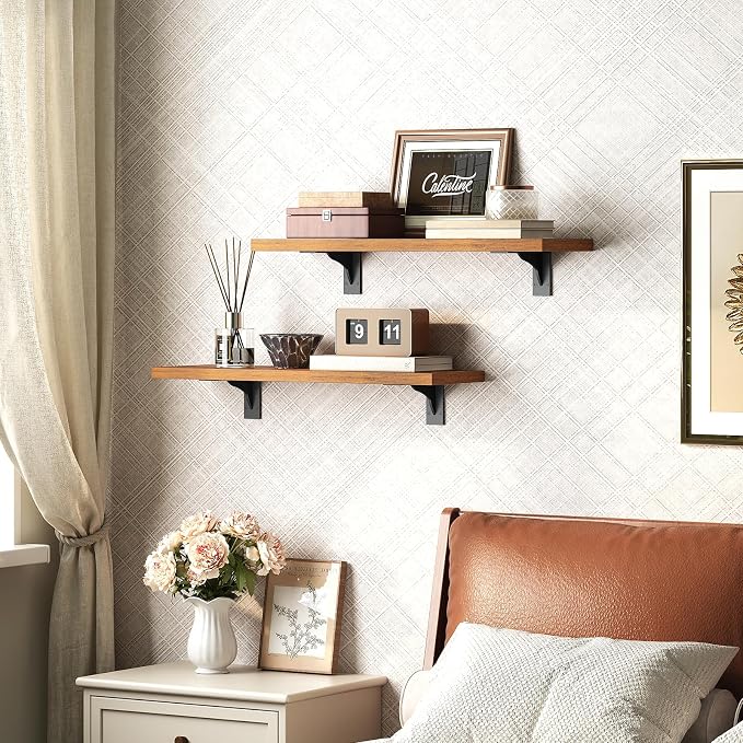 HOOBRO Floating Shelves for Wall, 15.7" Wall Mounted Shelves Set of 2, Hanging - Image 4
