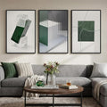 Large Framed Green and White Abstract Wall Art by Cuspin
