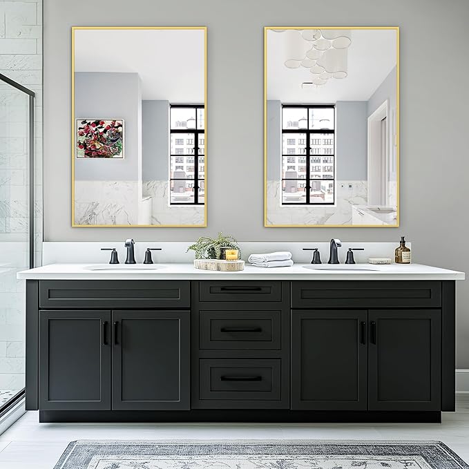 TRAHOME Bathroom Vanity Mirror for Wall, 2 Pack 36" x 24" Metal Framed - Image 2