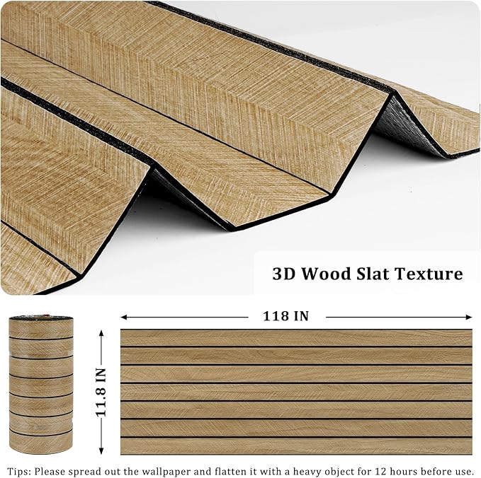 3D Brown Wood Panels for Walls 118" x 11.8" Acoustic Slat Wall Paneling Peel - Image 6