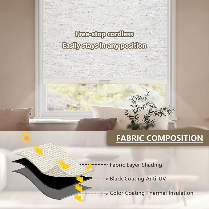 SUNOFF Cordless Blackout Roller Shades Blinds - Image 5