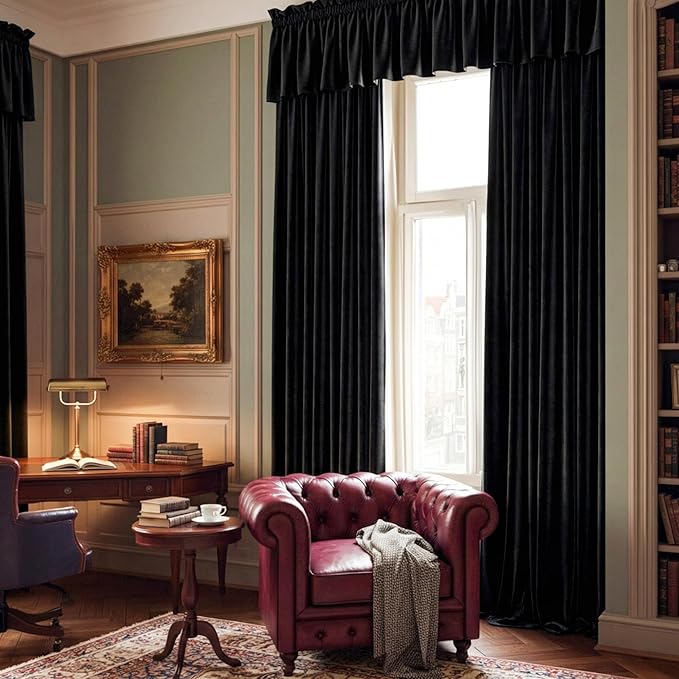 NICETOWN Black Velvet Valance Curtains - Image 3