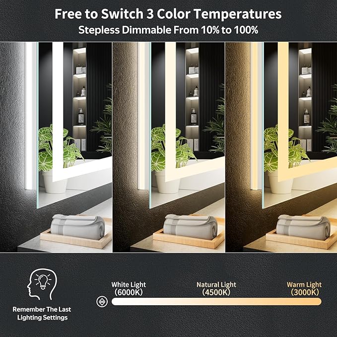 72"x36" LED Bathroom Mirror - Image 5